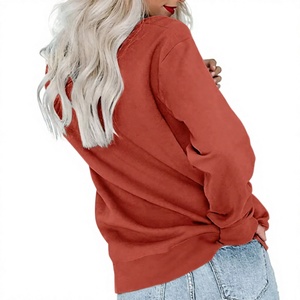 เสื้อสเวตเชิ้ตผู้หญิง คอกลม แขนยาว สีพื้น ผ้าถัก สวมใส่สบาย ทรงหลวม ระบายอากาศได้ดี ผลิตจากผ้าฝ้าย 100% เหมาะสำหรับฤดูใบไม้ร่วงและฤดูหนาว - Product Image 2