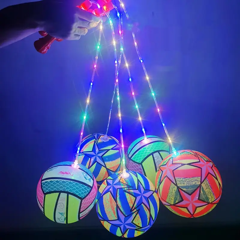 Allogogo, pelota de Fitness inflable de Pvc brillante, nueva pelota hinchable portátil colorida, Fútbol luminoso para niños