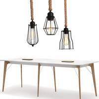 Lampe suspendue en corde industrielle vintage, lampe suspendue en fer artisanal rétro pour la décoration de bar, restaurant, café