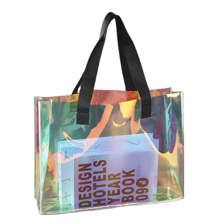 New Style Trendy Transparent PVC Shopping Bags Holographic Jelly Tote Bag Custom TPU Clear Gift Bag