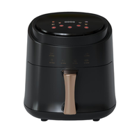 Freidora de Aire Minimalista y Elegante de 8L con Control Superior, 1500W, 80-200 ° Freidora de Aire Digital Antiadherente de PTFE con Diseño Redondo Negro C