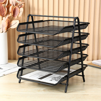 Vente en gros Classeur de bureau multifonctionnel Stable Amovible à cinq couches Stockage de données artistiques en fer forgé Stockage de bureau à grille métallique