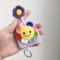 Sept couleurs tournesol motif porte-clés porte-monnaie tricoté à la main Crochet sac petites fleurs protection voiture jouet en peluche porte-clés jouets
