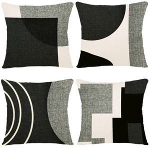 Housses de coussin carrées modernes en velours blanc/lin/coton avec logo personnalisé, pour usage domestique, en peluche, impression numérique, fermeture éclair, vente en gros - Product Image 4
