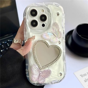 ฝาครอบโทรศัพท์กระจกรูปหัวใจผีเสื้อสำหรับ <span class=keywords><strong>iPhone</strong></span> 11 12 13 14 15 Plus Pro MAX xsmax เคสสำหรับผู้หญิง - Product Image 2