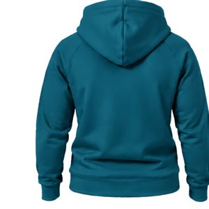 Sudadera con capucha azul verdoso oscuro con diseño de águila blanca, bolsillo canguro, capucha con cordón, manga larga, forro polar, estilo casual urbano - Product Image 2