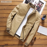 Nouvelle Veste Manteau Homme en Coton, Manches Longues, Col Montant, Fermeture Éclair, Couleur Unie, Décontractée