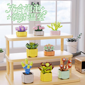 Plantas Suculentas Simuladas en Maceta de Plástico, Bloques de Construcción de Partículas Pequeñas, Alta Simulación, Juguete para Niños de 4 a 6 Años - Product Image 1