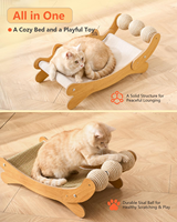 Hamac à cadre d'escalade en bois pour chat avec jouets en boule de sisal solide et durable adapté à tous les types de chats qui jouent et se détendent à l'intérieur
