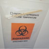 Sac de transport de spécimens à risque biologique en PE, jetable, à trois couches, 6'x9', avec fermeture éclair et poche extérieure, marquage à chaud, certifié ISO9001