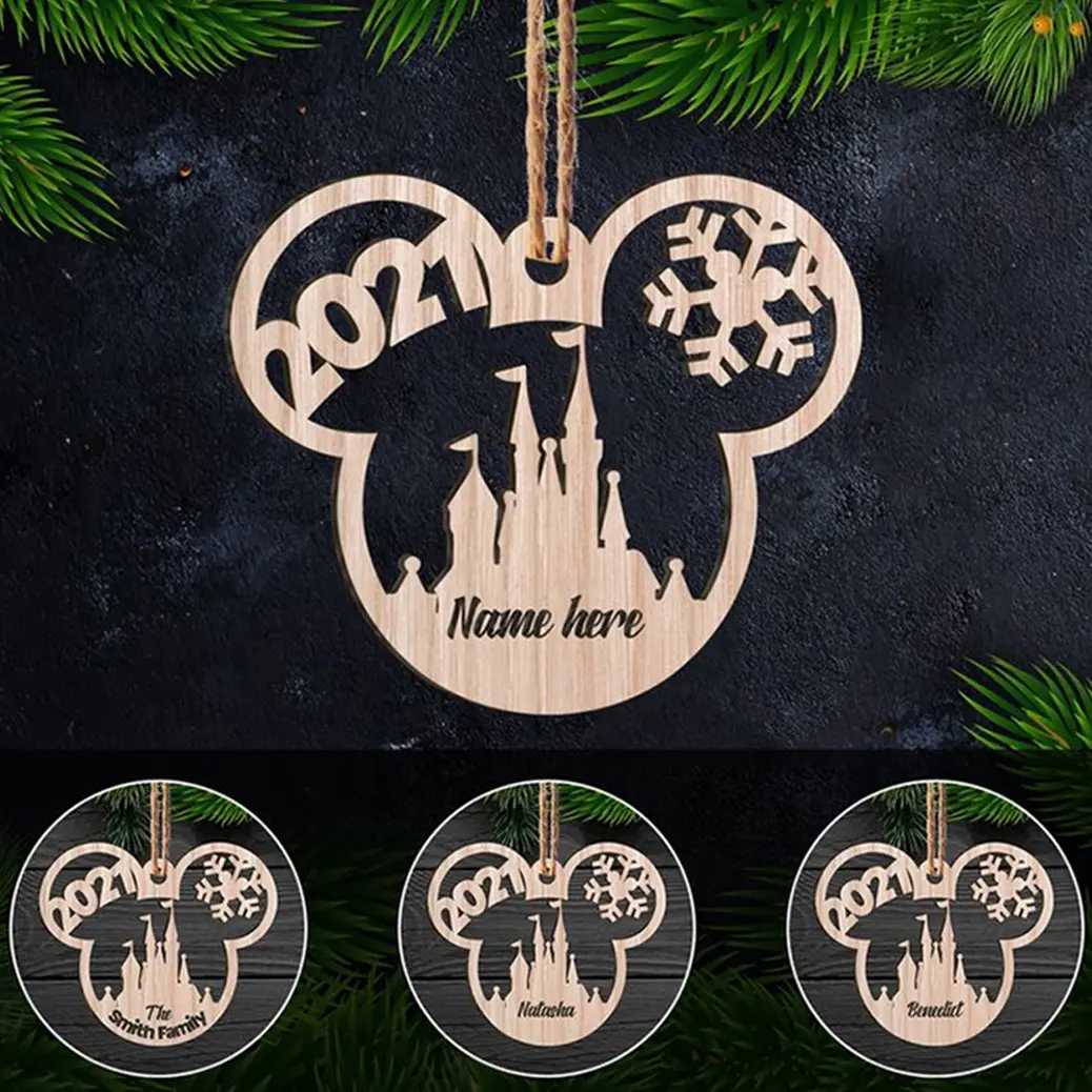2022 Christmas Ornaments Hollowed-out Laser Cut Christmas Tree Hanging Sublimation Wood Ornament Blank Holiday Home Decor