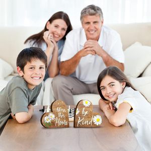 Jetec 2pcs décor de coeur en bois rustique petits centres de table de ferme pour salon et salle à manger décorations de table de mariage - Product Image 5