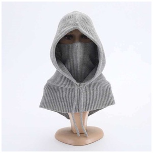 Bonnet en tricot avec cordon de serrage intégré, bonnet, écharpe et <span class=keywords><strong>masque</strong></span> facial tout-en-un pour femmes, bonnet en tricot pour la protection contre le froid - Product Image 5