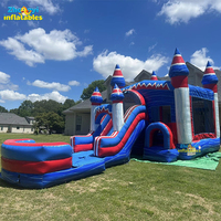 Structure gonflable commerciale pour fêtes en plein air, combo pour enfants, château gonflable tropical avec toboggan aquatique