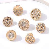 18MM 20MM 22MM 24MM 25MM Kancing Logam Vintage Emas Berhias Rhinestone Polos Bulat Untuk Pakaian Kancing Jahit Logam