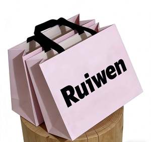 Sacs en papier de luxe personnalisés en gros avec poignée en ruban, sacs cadeaux roses avec votre propre logo - Product Image 5