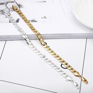 Men's 18K Gold Plated Geometric Chain <b>Bracelet</b> 8mm <b>Copper</b> Alloy Jewelry Gift - Product Image 4