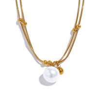JINYOU-Collier de perles rondes en acier inoxydable pour femmes, bijoux coréens en or et argent, pendentif élégant, 2540