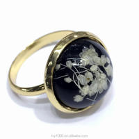 Bague fleur sèche naturelle en résine créative Bijoux fins Bague pour femme Accessoires Bagues de mode