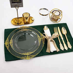 牢不可破的海军蓝婚礼塑料板套装一次性派对用品套装，配有优雅的派对装饰餐具 - Product Image 4