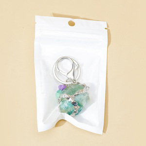 Vente en gros d'objets artisanaux en cristal, porte-clés en <span class=keywords><strong>pierre</strong></span> brute naturelle, charme de sac Reiki, pendentif clé, cadeau - Product Image 6