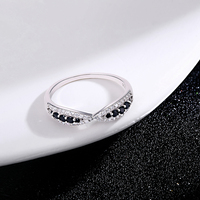 Toi Et Moi Eternity Ring Bijoux de mariage ouverts en argent sterling avec poire carré noir zircon cubique pour les fêtes de femmes