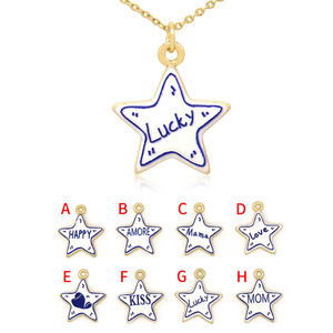 Pendentif Breloque Cœur Étoile, Collier Ras du Cou DIY pour la Fabrication de Bijoux avec Breloques Amour, Baiser, <span class=keywords><strong>Maman</strong></span>, Lettre Porte-Bonheur - Product Image 5