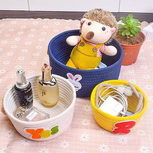 <span class=keywords><strong>Panier</strong></span> de rangement en corde de coton tissé de grande capacité avec poignée <span class=keywords><strong>panier</strong></span> de couette pour sous-vêtements seau de rangement ménager - Product Image 4