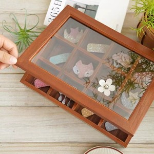 <b>Vintage</b> Solid Wood Jewelry <b>Box</b> Square 15x15x6cm Glass Lid Engraved Display Stand Watch Storage Desktop Organizer - Product Image 2