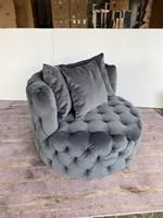 Canapé Chesterfield en velours capitonné rond avec rangement et housse amovible pour salon, appartement, centre commercial ou hôtel