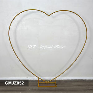 Arco de Metal Dorado de Alta Calidad para Fondo, Flores de Alta Simulación, Marco en Forma de Corazón Personalizado para Bodas, para Eventos Modernos y Elegantes - Product Image 2