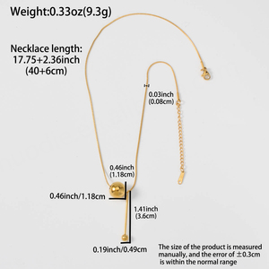 Collier unisexe en acier inoxydable avec pendentif en forme de boule à franges, fleur, animal, chaîne de clavicule plaquée or 18 carats, bijoux tendance - Product Image 6