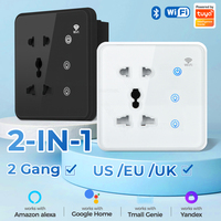 2023 Tuya Wifi prise murale intelligente 2Gang interrupteur lumière tactile US EU UK Plug