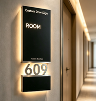 Plaque de porte d'hôtel personnalisée en fer avec rétroéclairage LED, numéro de chambre, plaque de numéro de maison, écologique, résistante à l'eau, décoration