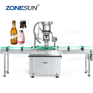 Zonesun ZS-XG440L đầu duy nhất tự động mềm uống bia chai thủy tinh kim loại vòng kéo vương miện cap Uốn Tóc bồng máy đóng nắp - Product Image 1