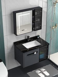 Juego de Muebles de Baño de Lujo Nórdico con Gabinete Flotante, Espejo de Diseño y Lavabo de Almacenamiento Impermeable - Product Image 5