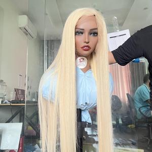 Vente en gros HD Lace Frontal Perruques Os Droite Teint 613 Couleur Double Dessiné Perruques Brut Cheveux Humains Vietnamiens Pour Les Femmes Noires - Product Image 6