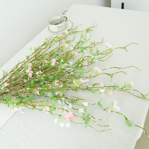 Flores Artificiales de Spiraea Blancas y Rosas en Ramo Individual para Decoración del Hogar y Bodas - Product Image 2