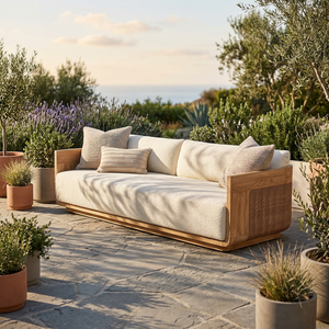 Sofá en Forma de L de Teca Ecológico de Lujo para Exteriores, Muebles Modernos para Patio, Villa, Hotel y Resort, Conjunto de Salón para el Borde de la Piscina - Product Image 3
