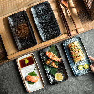 Plato de cerámica de 2 rejillas, hogar creativo con vinagre, plato doble, pastel, Sushi, platos de postre, plato frío para aperitivos, platos de pescado en la nieve - Product Image 4