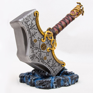 Jeu God <span class=keywords><strong>of</strong></span> War: Ragnarok Thor <span class=keywords><strong>Hammer</strong></span> Modèle tout métal Ornements 50cm 5.4kg Base incluse - Product Image 2