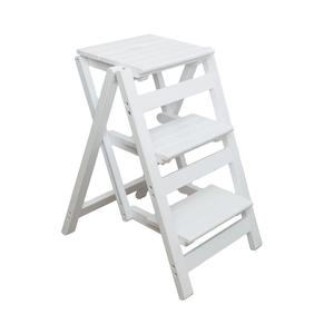 Échelle pliante télescopique en bois massif en forme de croix à quatre marches, capacité de charge de 150 kg, avec tabourets, pour appartement moderne - Product Image 1