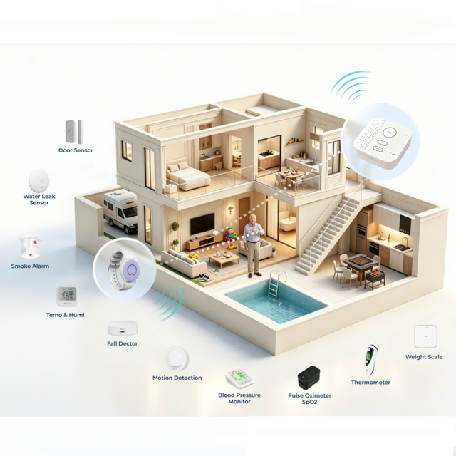 Smart House Alarm System WiFi/4G/Ethernet Smart Base Station Gateway Hubs Home & Nursing Facility Security Solution