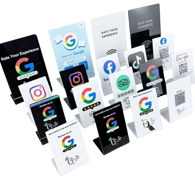 Custom Acrylic NFC google Review Stand Table Display Qr Code for google Review Restaurant Menu Social Media