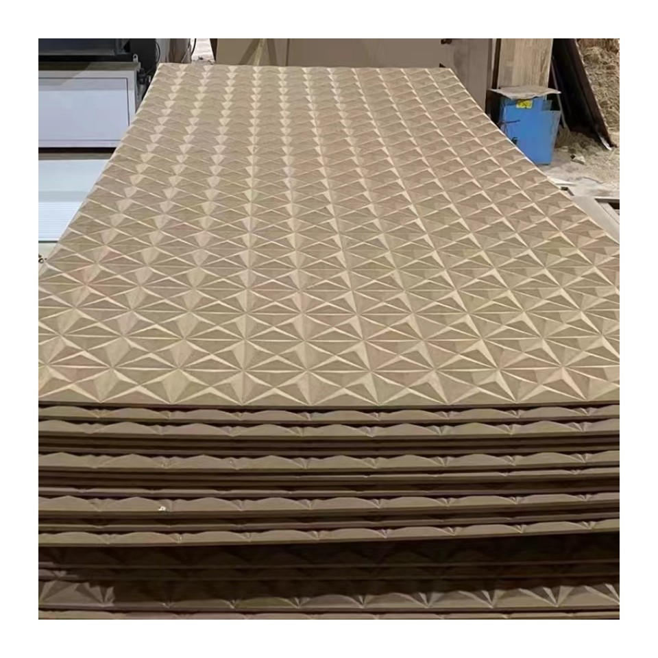 12 мм гофрированная 3D волна MDF панель древесины Гибкая текстурированная декоративная волна MDF