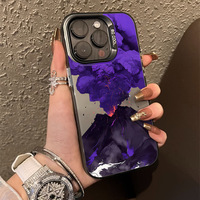 Coque de téléphone portable à motif flamme violette en promotion pour iPhone 16 Plus 15 Pro Max 14 13 12 11, coque arrière IMD colorée argentée
