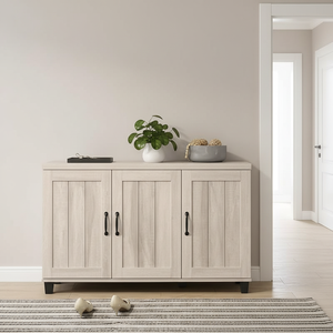 Mobile <span class=keywords><strong>scarpiera</strong></span> moderno in legno per ingresso con 3 ante e ripiani regolabili, design con ante <span class=keywords><strong>a</strong></span> doghe, <span class=keywords><strong>scarpiera</strong></span> in legno per soggiorno - Product Image 2