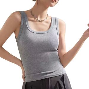 OME custom logo Ladies <b>Sleeveless</b> Tank <b>Top</b> Soft Stretch Breathable Knitted Fitted T Shirt for Women Casual And Sports Wear - Product Image 1