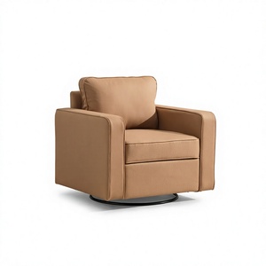 Sillón Moderno Tapizado Giratorio con Respaldo Acolchado y Relleno de Espuma, Sillón Club con Almohada para Sala de Estar - Product Image 4
