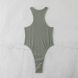 Body <span class=keywords><strong>a</strong></span> tinta unita girocollo <span class=keywords><strong>a</strong></span> <span class=keywords><strong>costine</strong></span> senza maniche, vestibilità slim, traspirante, aderente, sexy, casual, per donna - Product Image 4